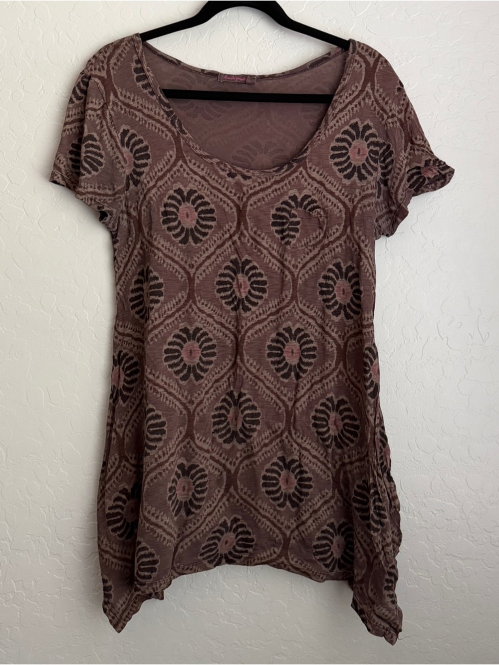 Fresh Produce‎ Women's Asymmetrical Cotton Tunic Blouse Brown Large